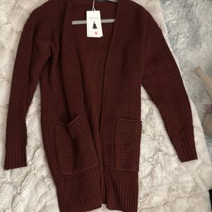 NWT Burgundy Waffle Cardigan Size M